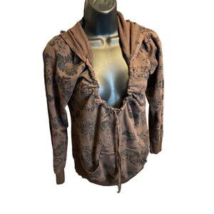 Silver Charm Brown Hooded Pullover Jacket Sz S